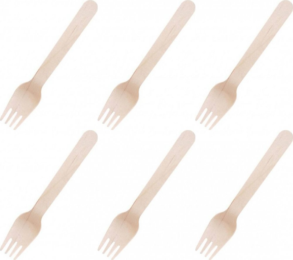 6x Widelce jednorazowe Packman, 16.5cm, drewno, 100 sztuk, brązowy