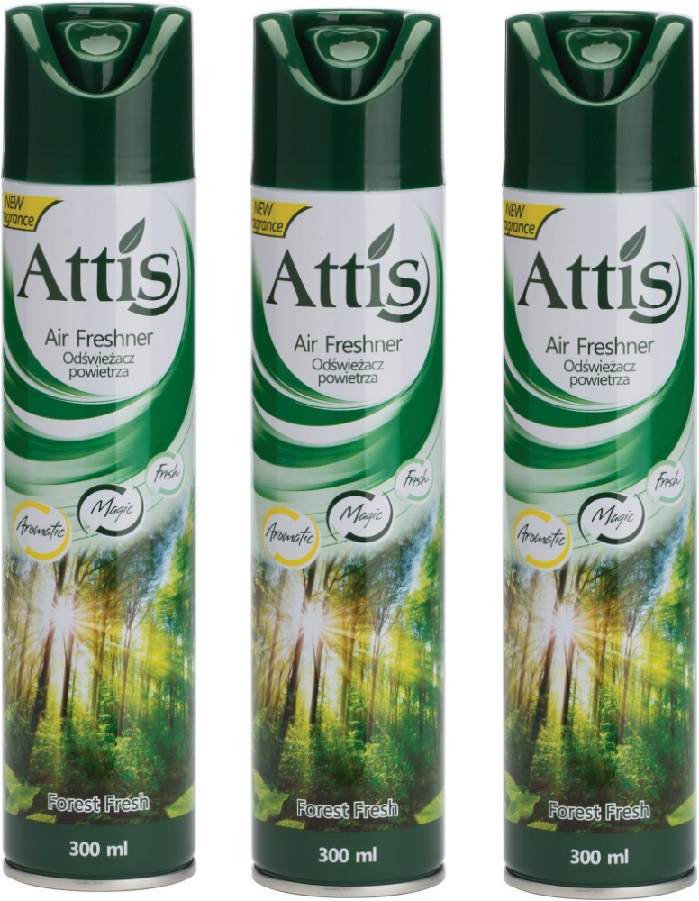 3x odświeżacz powietrza Attis Gold Drop, spray, Forest Fresh, 300ml