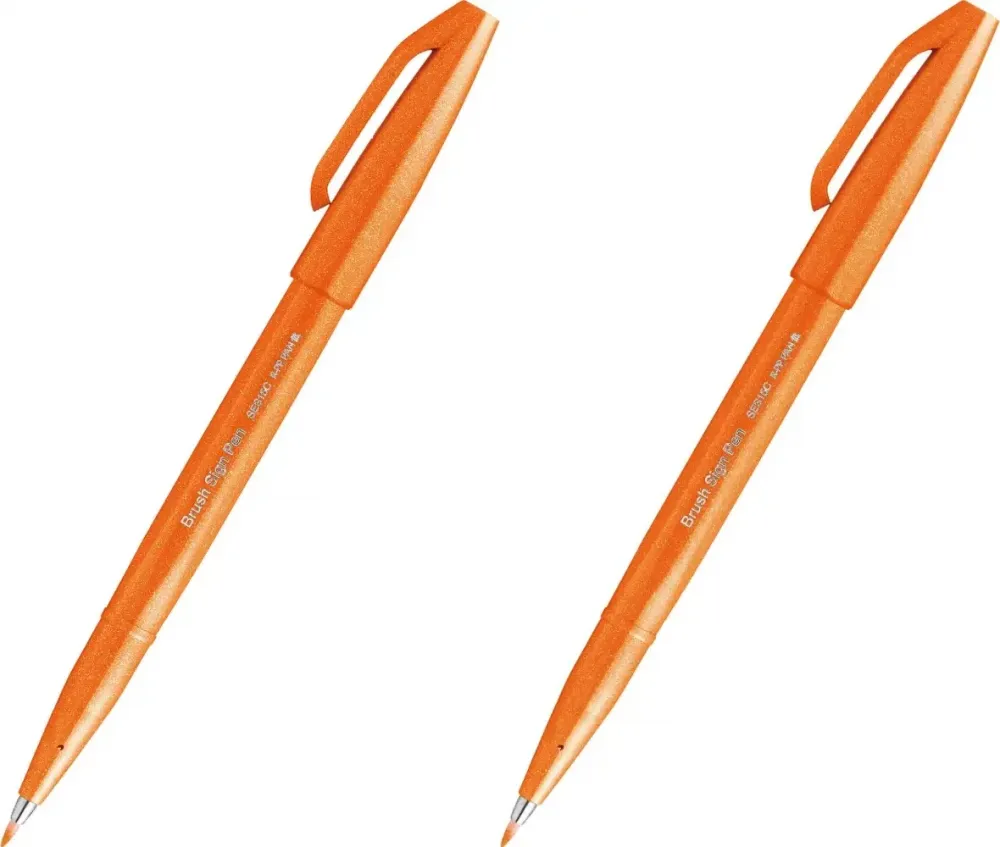2x Pisak pędzelkowy do kaligrafii Pentel Brush Sign Pen SES15C, 2.07mm, pomarańczowy