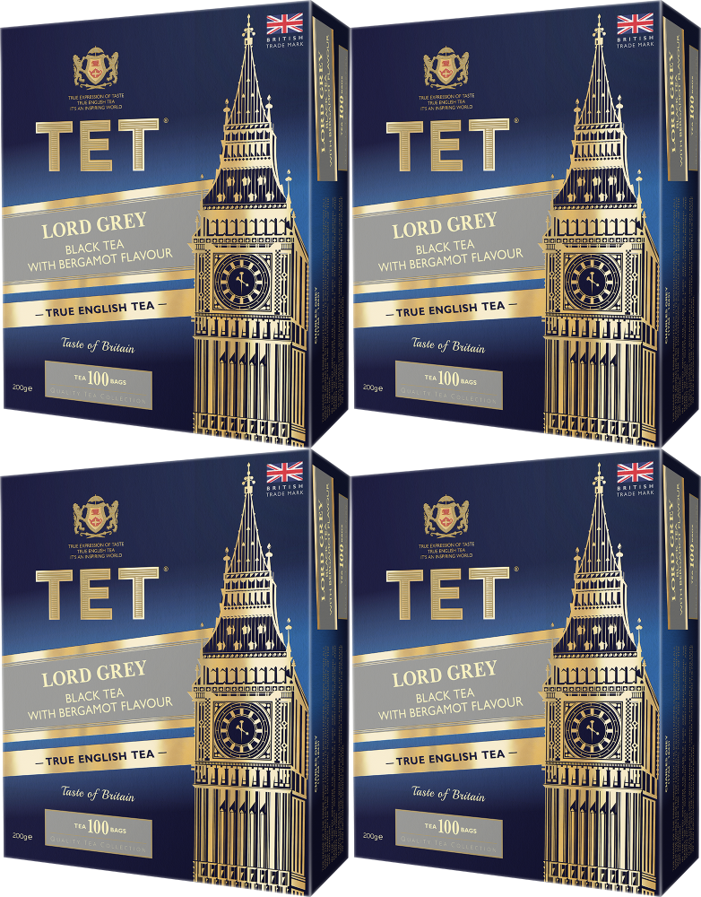 4x Herbata Earl Grey w torebkach Tet Lord Grey with Bergamot, z bergamotką, 100 x 2g