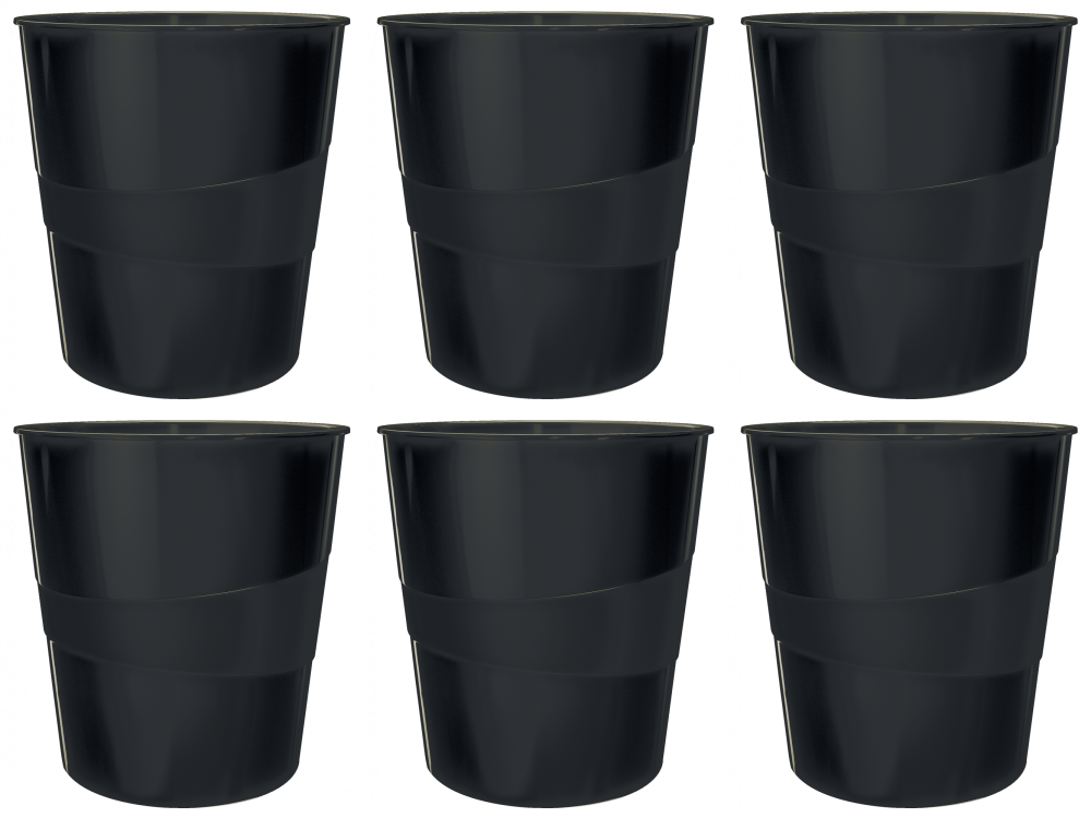 6x Kosz na śmieci Leitz Wow, 15l, czarny