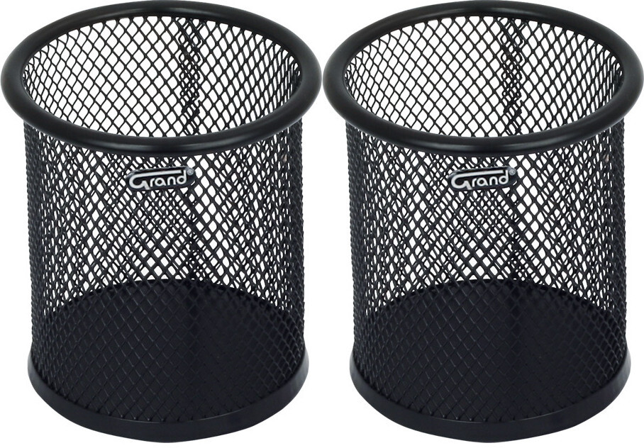 2x Kubek na długopisy Grand GR004, metalowy (druciany), czarny