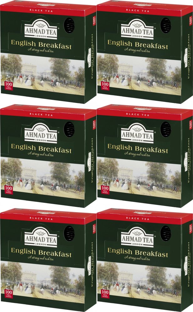 6x Herbata czarna w kopertach Ahmad English Breakfast, 100 sztuk x 2g
