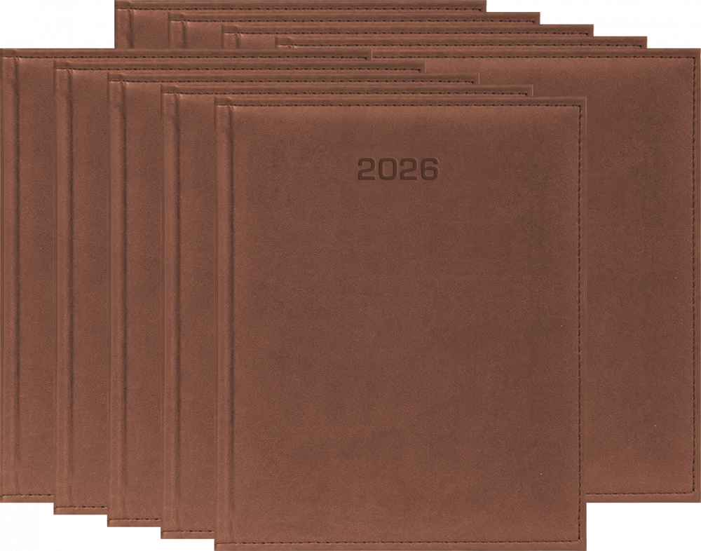 10x Kalendarz książkowy 2026, Udziałowiec, Vivella, A4, tygodniowy, brązowy