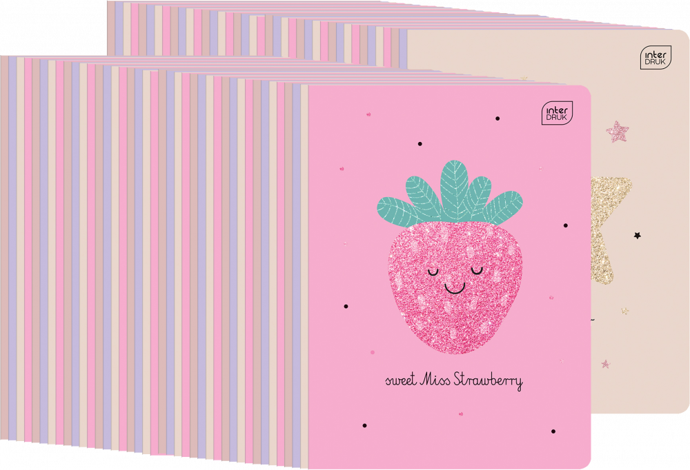 100x Zeszyt w wąskie linie Interdruk Glitter, A5, 16 kartek, mix wzorów