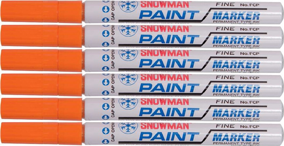 6x Marker olejowy Snowman, średni, okrągła, pomarańczowy