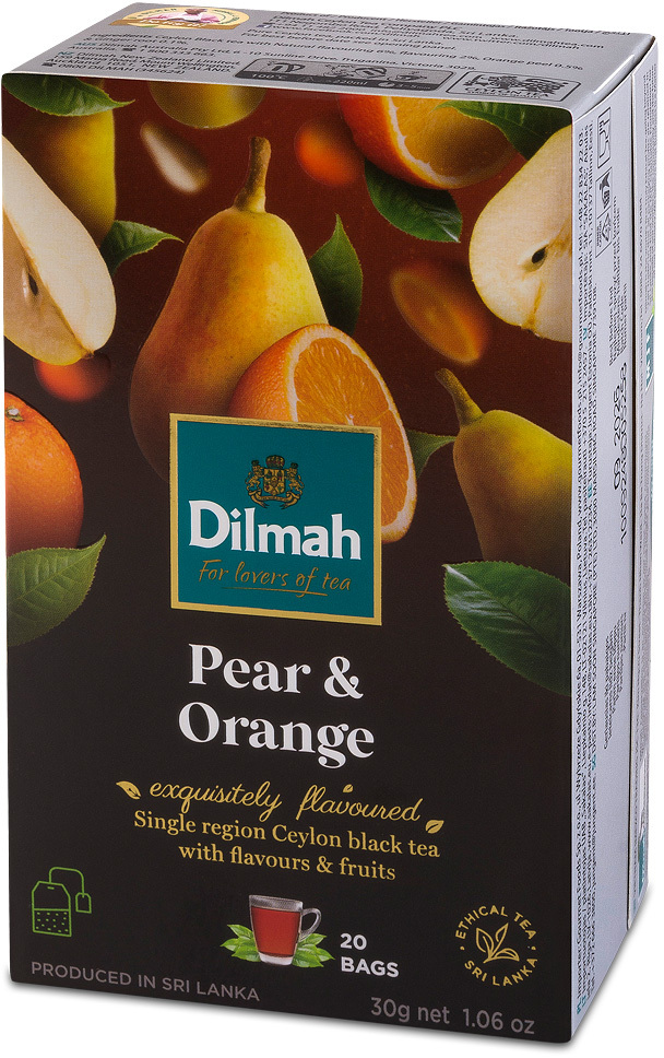 Herbata czarna aromatyzowana w torebkach Dilmah, gruszka i pomarańcza, 20 sztuk x 1.5g