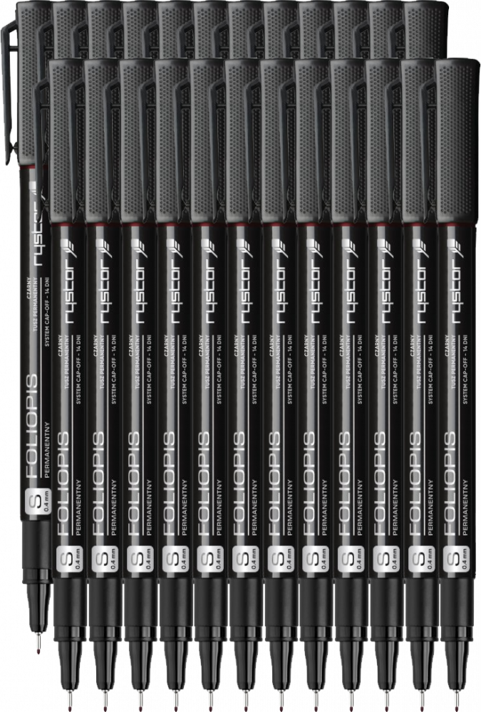 24x Foliopis Rystor, FS, okrągła, 0.4mm, czarny