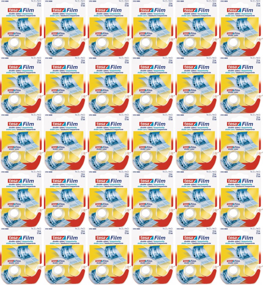 50x Podajnik do taśmy klejącej Tesa Film + taśma dwustronna 12mmx7.5m, transparentny