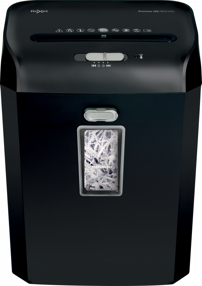 Niszczarka Rexel ProMax QS RES1123, pasek 6mm, 12 kartek, P-2 DIN, czarny