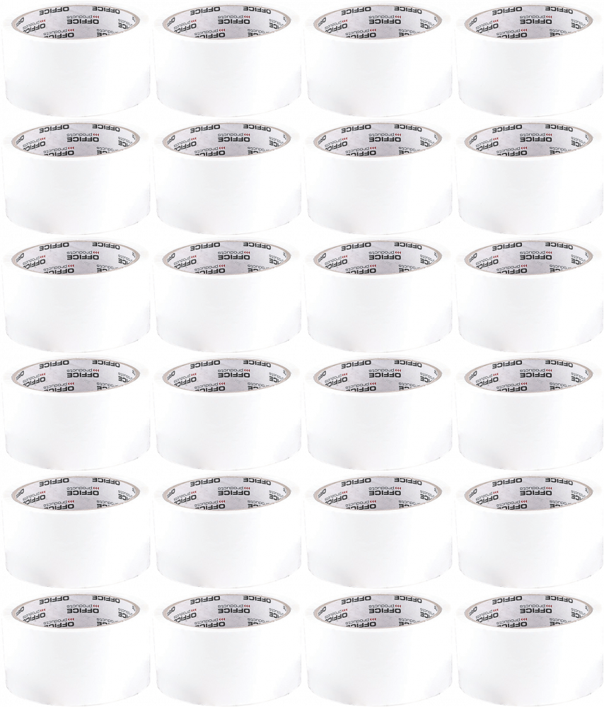 24x Taśma pakowa Office Products, akryl, 48mmx50yd, biały