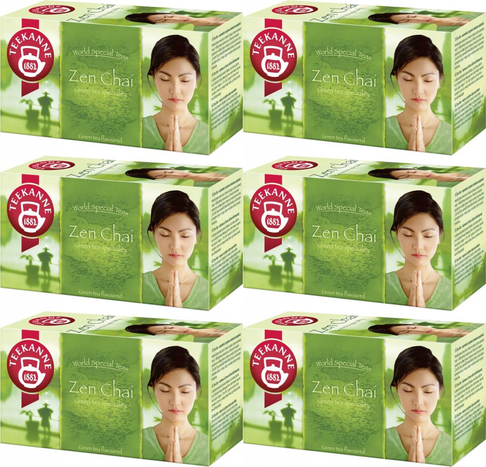 6x Herbata zielona smakowa w kopertach Teekanne Zen Chai, cytryna i mango, 20 sztuk x 1.75g