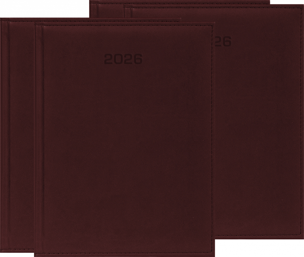 4x Kalendarz książkowy 2026, Udziałowiec, Vivella, A5, dzienny, bordowy