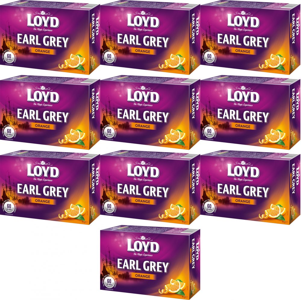 10x Herbata Earl Grey w torebkach Loyd Orange, pomarańcza, 60 sztuk x 1.5g
