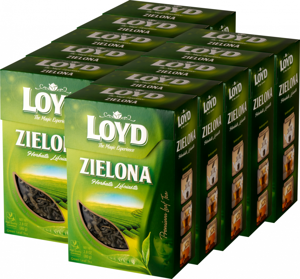 10x Herbata zielona liściasta Loyd, 80g
