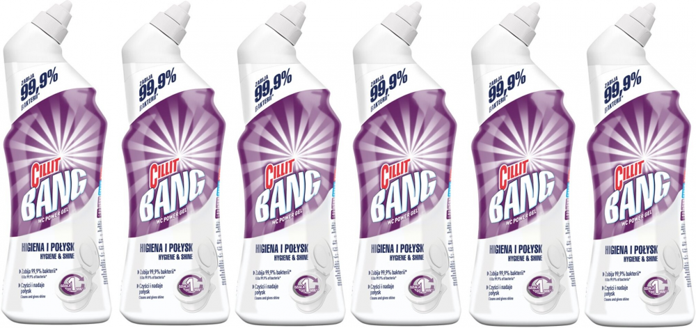 6x Żel do toalet Cillit Bang Higiena i Połysk, 0.75l