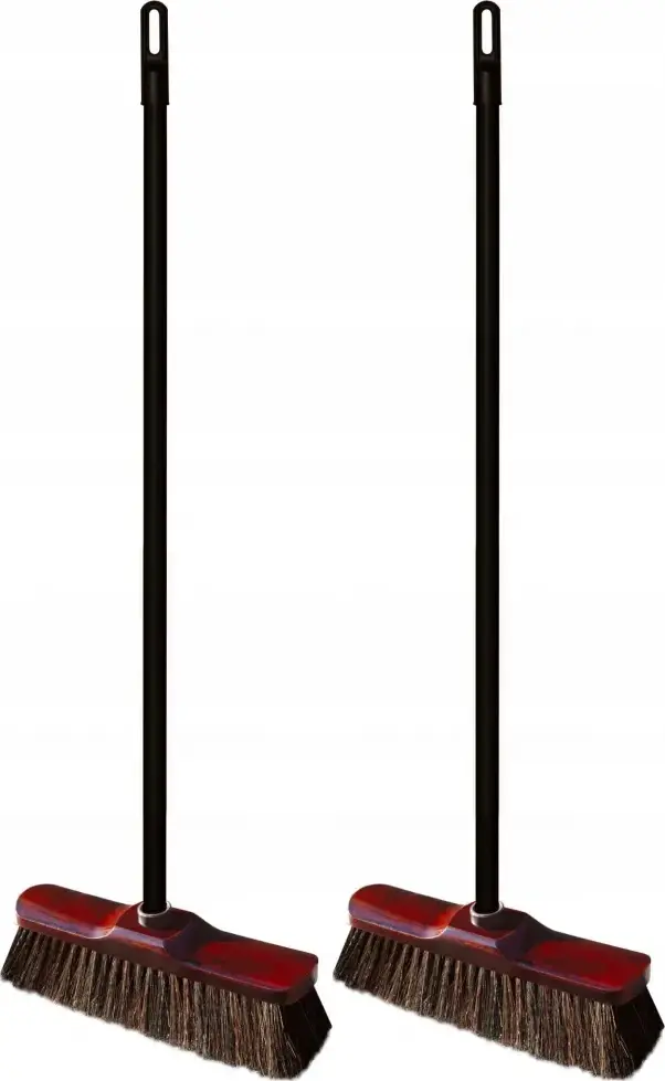 2x Miotła z naturalnym włosiem York Lux, 28x120cm, kij+końcówka