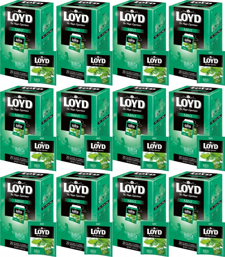 12x Herbata ziołowa w kopertach Loyd Mint Horeca, 20 sztuk x 1.7g