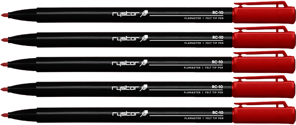 5x pisak Rystor RC-10, okrągła, 1mm, czerwony