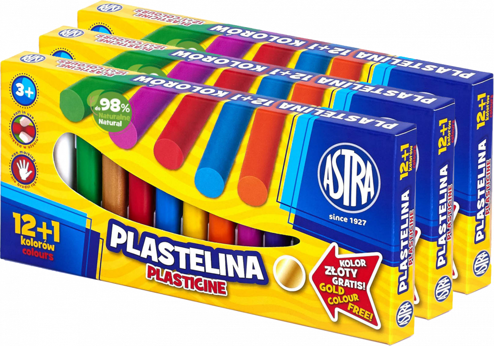 3x Plastelina Astra, 13 kolorów (12+1 kolor gratis)
