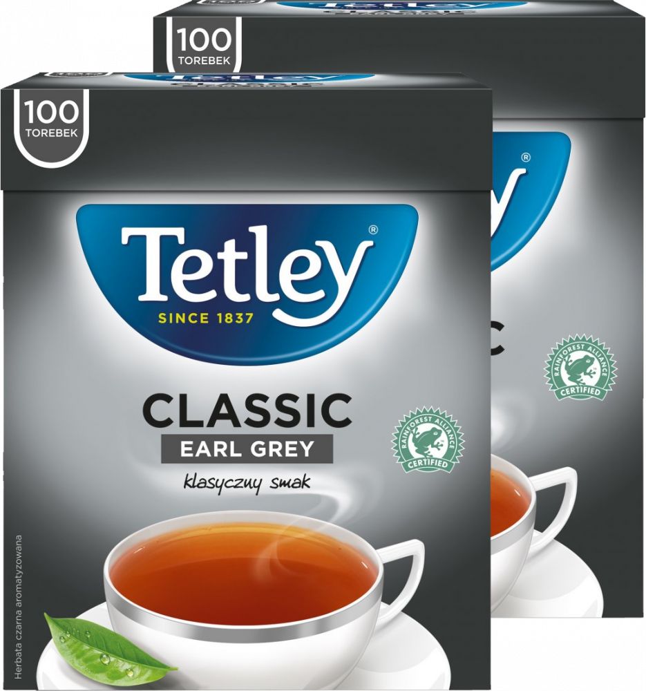 2x Herbata Earl Grey w torebkach Tetley Classic, 100 sztuk x 1.5g