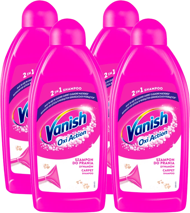 4x Szampon do dywanów i tapicerki Vanish, do prania mechanicznego, 500 ml