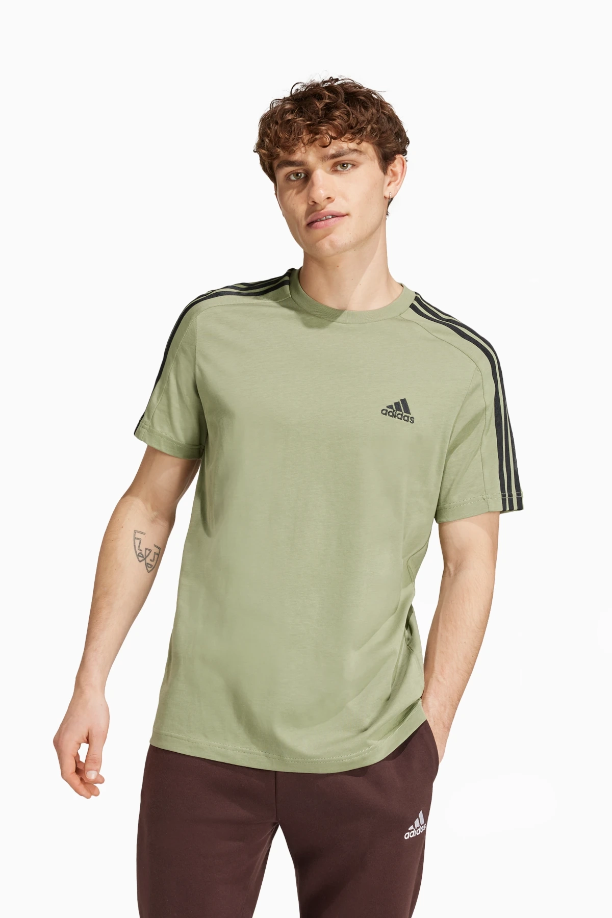 Koszulka adidas Essentials Single 3S Tee - Zielony