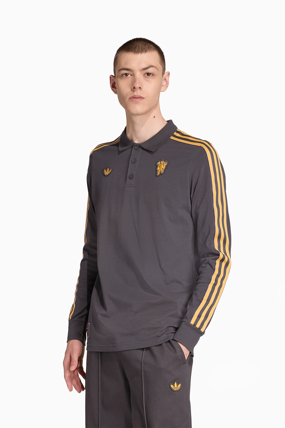 Koszulka z długim rękawem adidas Manchester United 25/26 Terrace Icons Polo - Szary