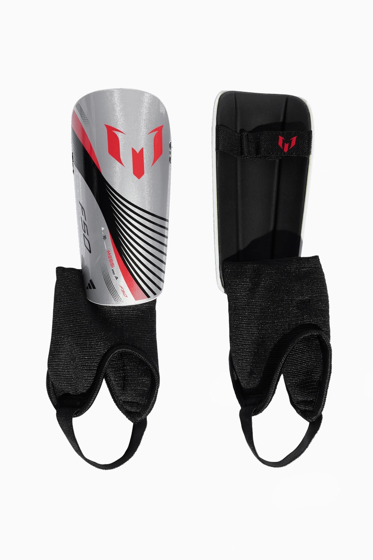 Ochraniacze adidas Messi Match Junior - Srebrny