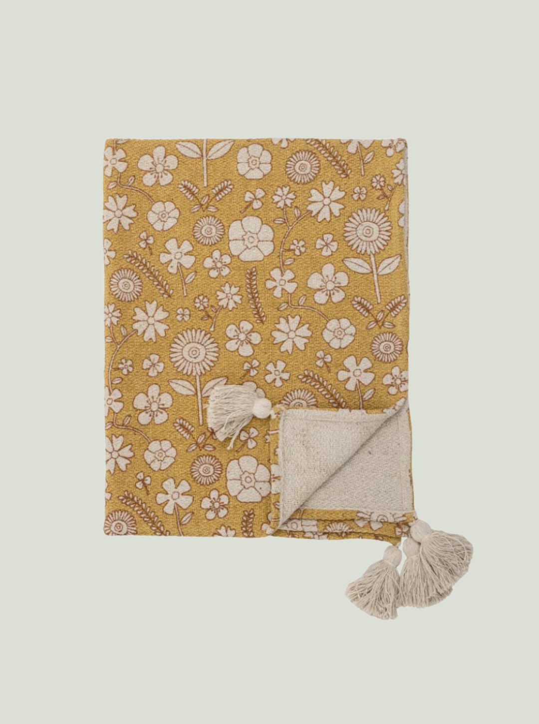 Narzuta Camille, żółta, bawełna z recyklingu Bloomingville Mini