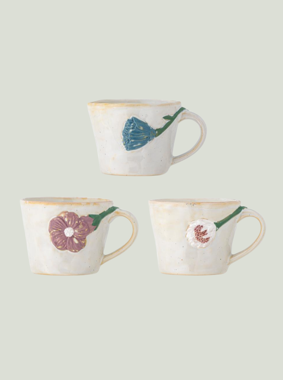 Kubek Loua, szary, kamionka Bloomingville - zestaw 3 sztuk