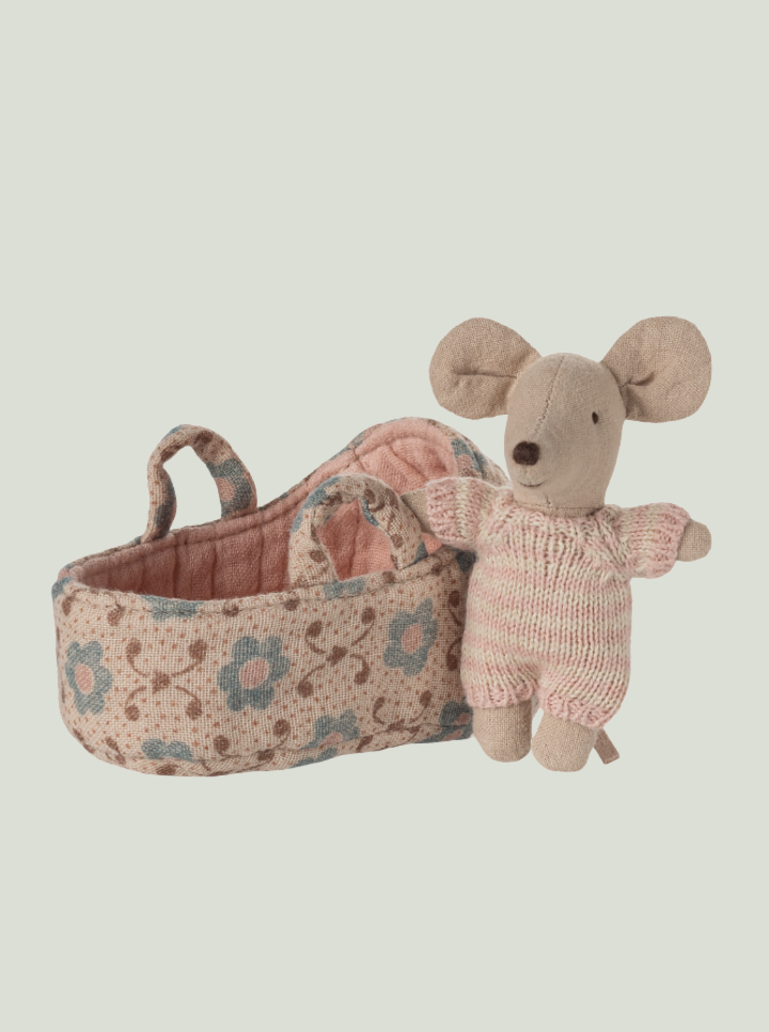 MAILEG Myszka dzidziuś w nosidełku - BABY in CARRY COT ROSE