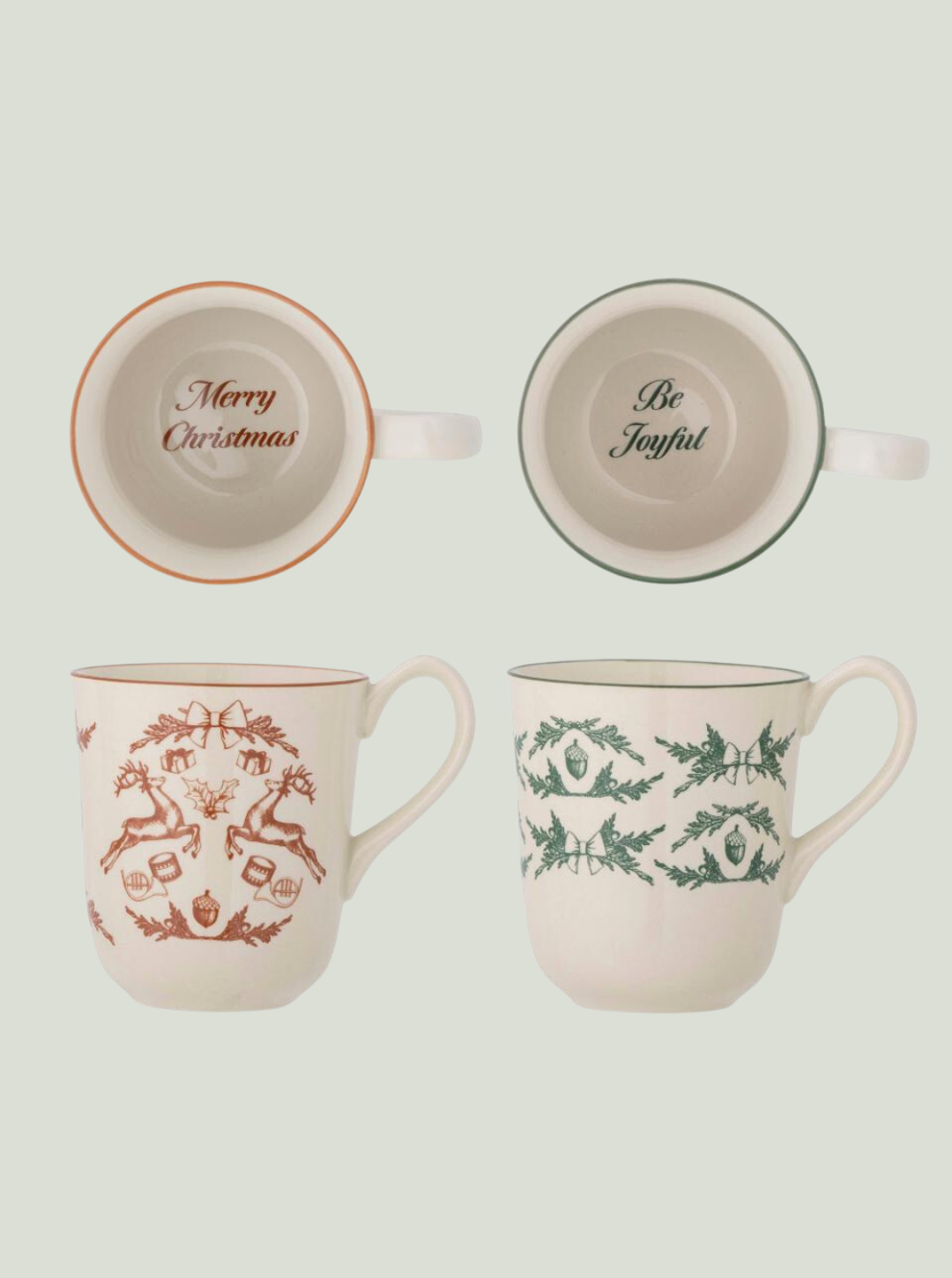 Kubek świąteczny Beth, czerwony, kamionka, zestaw 2 szt Bloomingville