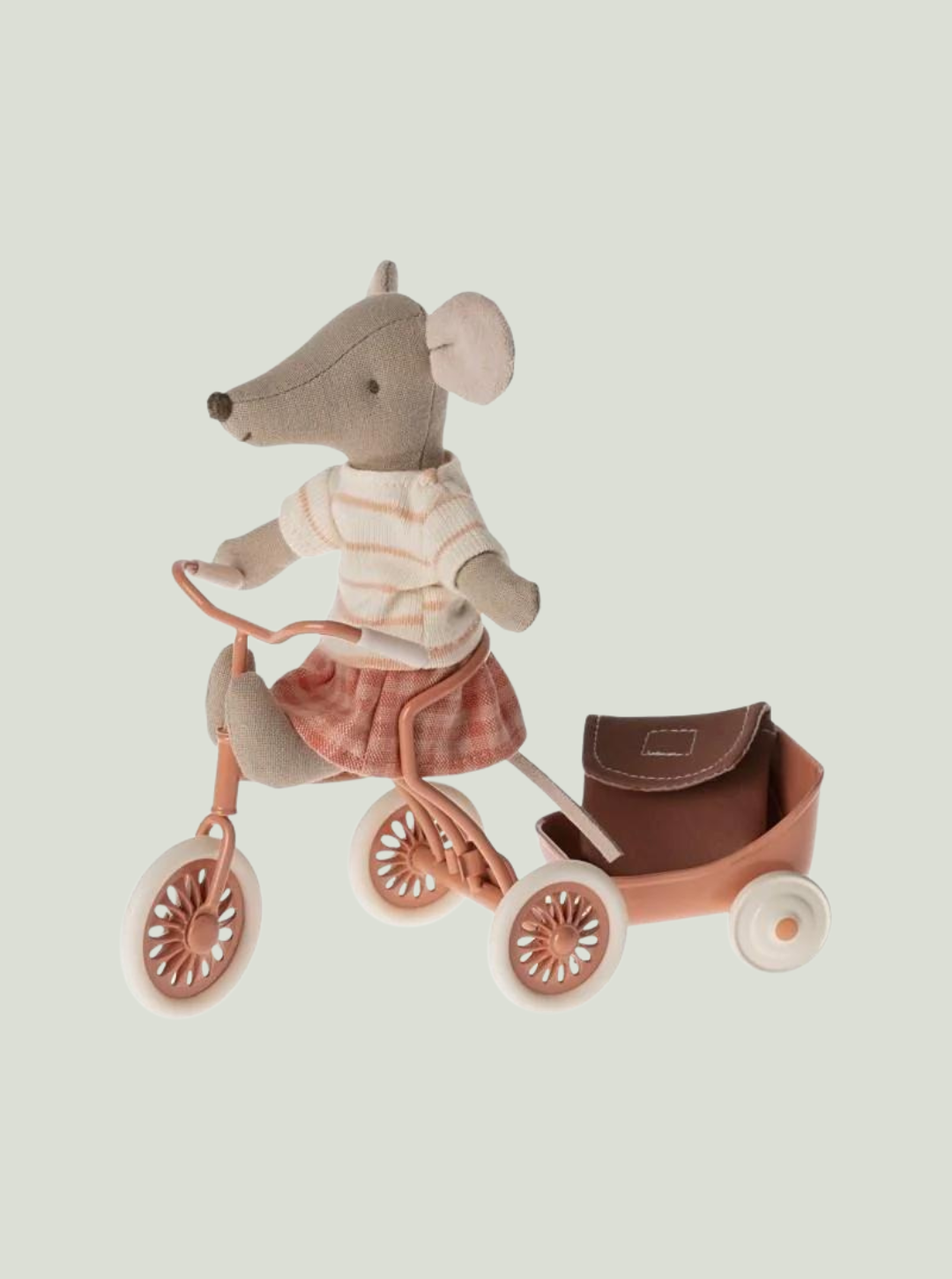 MAILEG Zestaw Myszka - Big sister, Tricycle Orange - z magnetycznymi łapkam i rower trójkołowy Mouse - coral