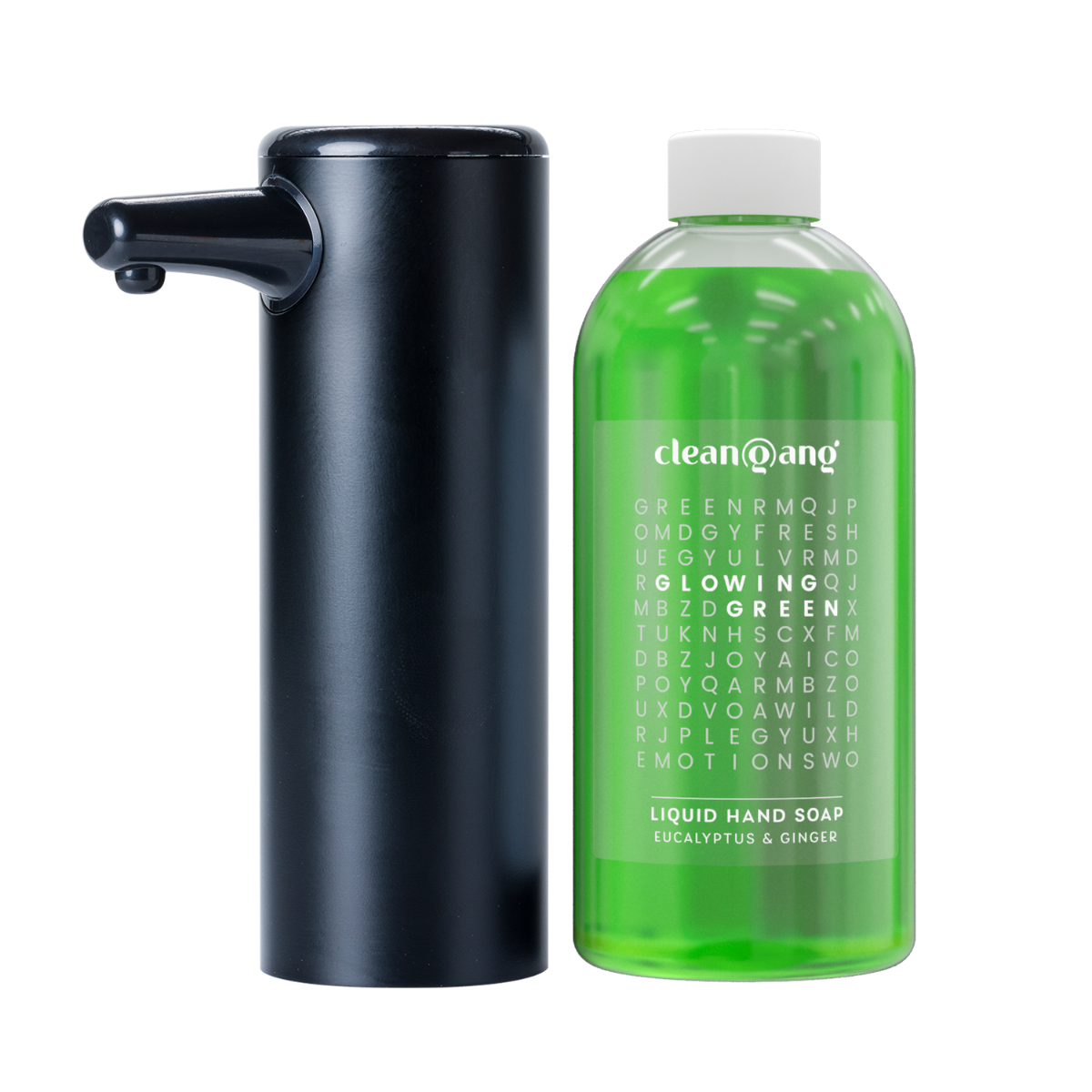 piankowy dozownik do mydła z mydłem o zapachu eukaliptus i imbir - zestaw