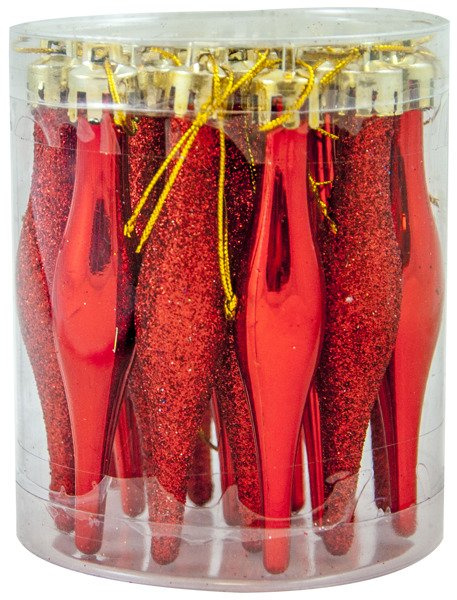 Bombka choinkowa sopelek czerwony 18 sztuk 9cm