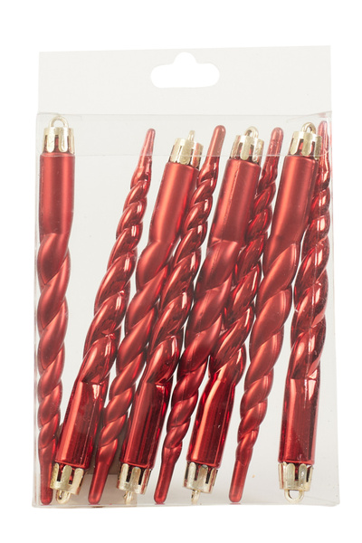 Bombki czerwone sopelki 8sztuk 13cm