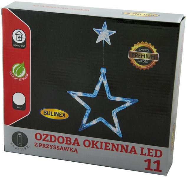 Gwiazda 11 LED ozdoba okienna na baterie biały
