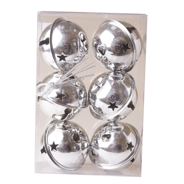 Bombki janczary - zestaw 6 sztuk srebrne