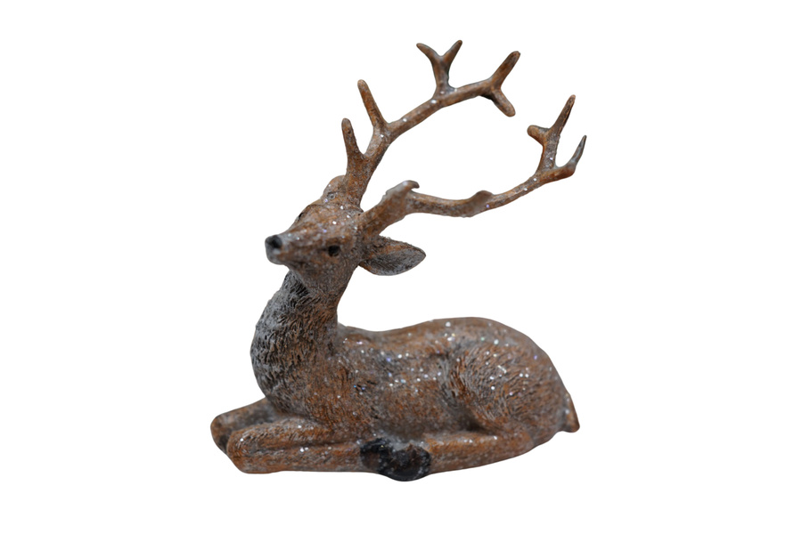 Figurka Renifer brązowy leżący 7x8cm