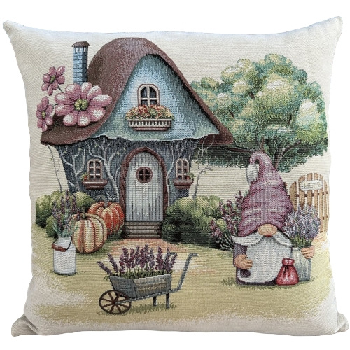 Poszewka na poduszkę domek i skrzat 40x40cm Chenille