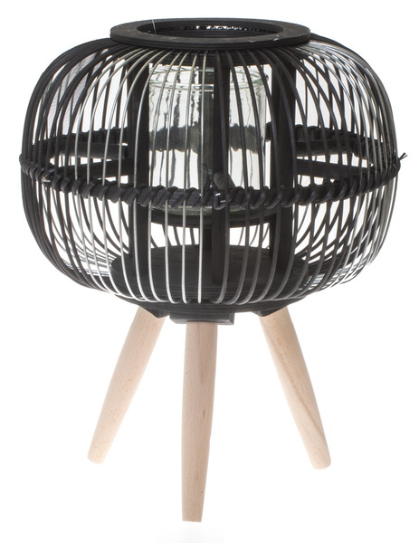 Lampion czarno-srebrne druty na nóżkach 37cm