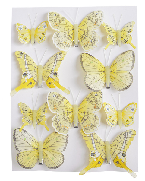 Motyl na klipsie 10sztuk żółte mix