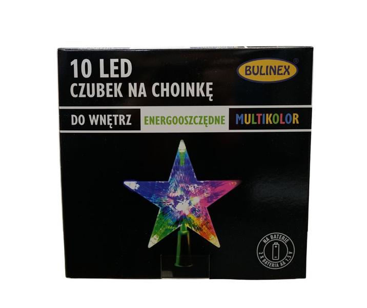 Gwiazda/czub na choinkę 10LED na baterie multicolor