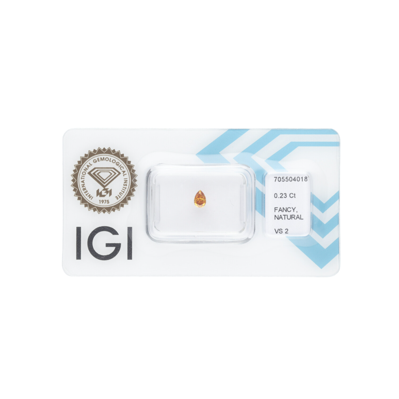 Diament naturalny 0,23 CT / Natural Fancy Intense Yellow Orange / Pear Modified Brilliant / VS2 / G - wysyłka 24 h! - Mennica Skarbowa