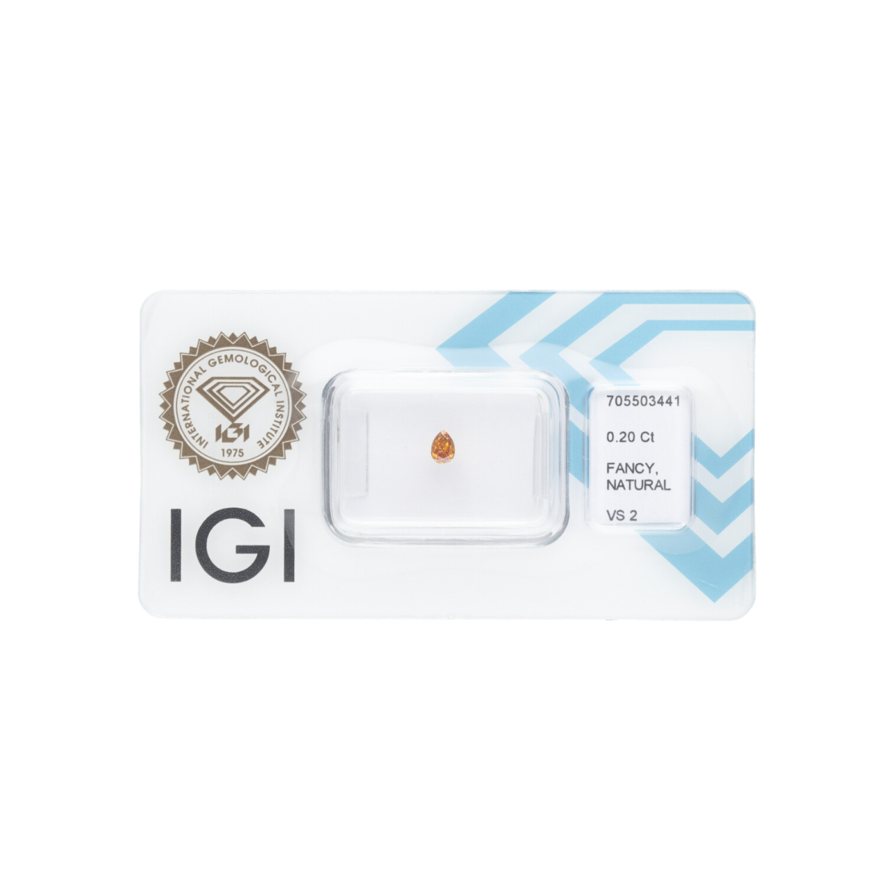 Diament naturalny 0,20 CT / Natural Fancy Intense Yellow Orange / Pear Modified Brilliant / VS2 / G - wysyłka 24 h! - Mennica Skarbowa