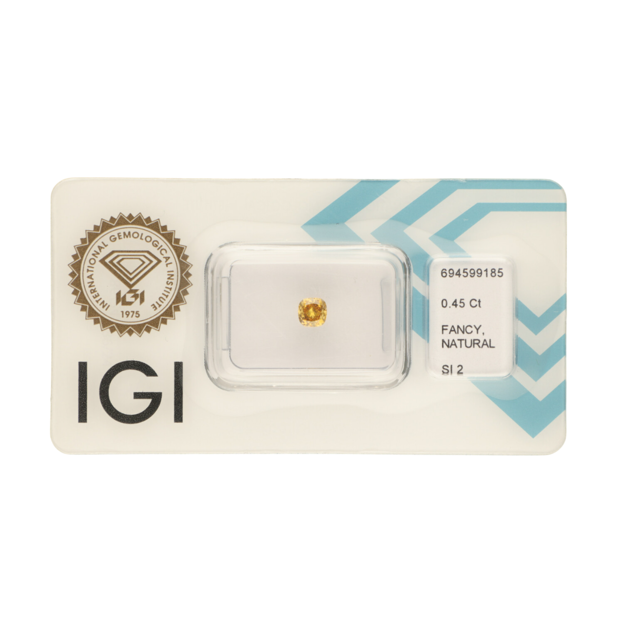 Diament naturalny 0,45 CT / Natural Fancy Intense Brownish Yellow / Square Cushion Modified Brilliant / SI2 / VG - wysyłka 24 h! - Mennica Skarbowa