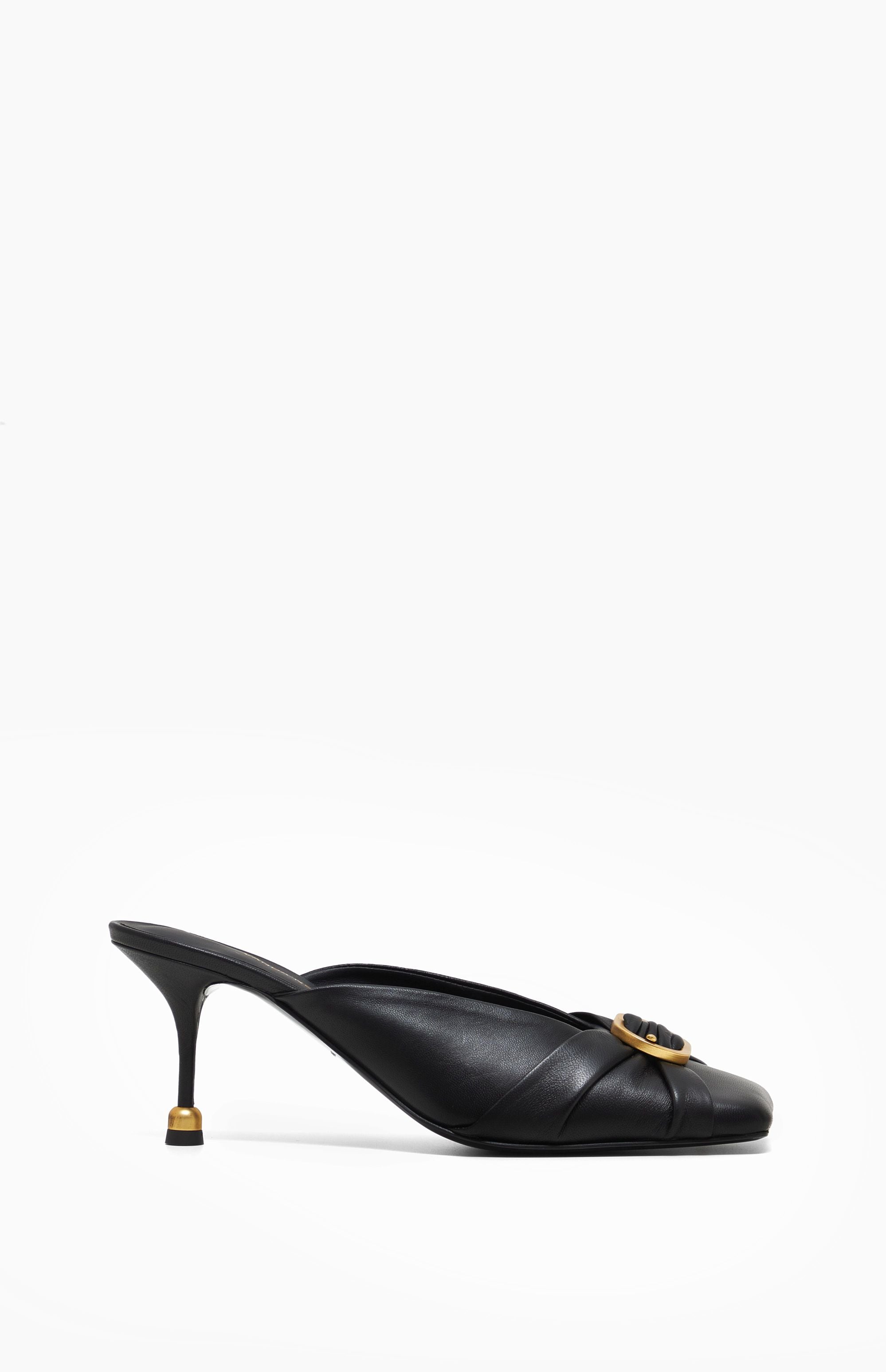 Klapki na obcasie AMANDA DEEP BLACK 40 - Vanda Novak