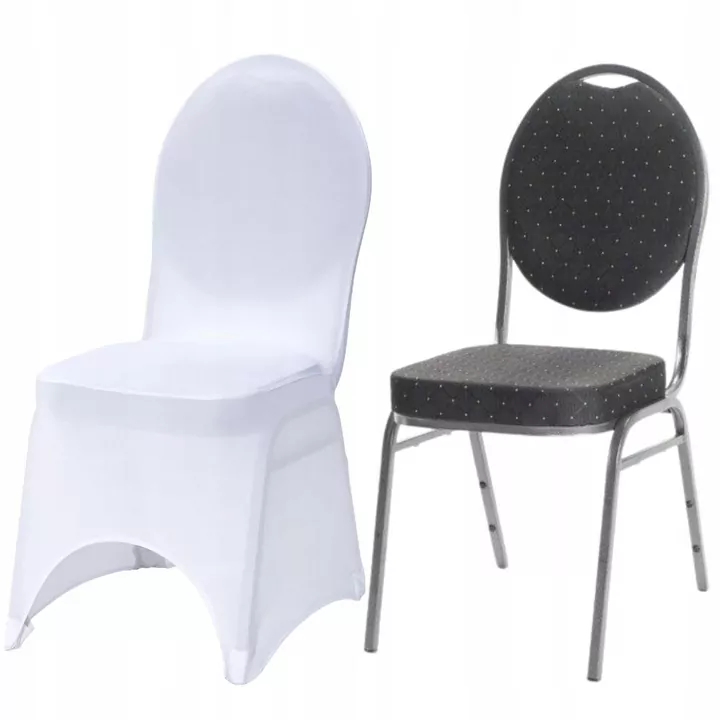 Zestaw krzesło bankietowe tapicerowane Wenecja czarna i pokrowiec biały