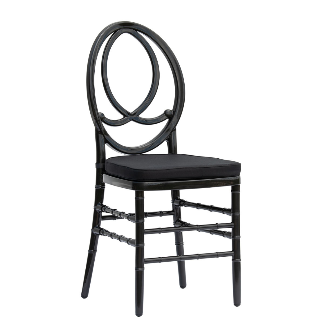 Krzesło weselne bankietowe Phoenix PP - kolor czarny z poduszką